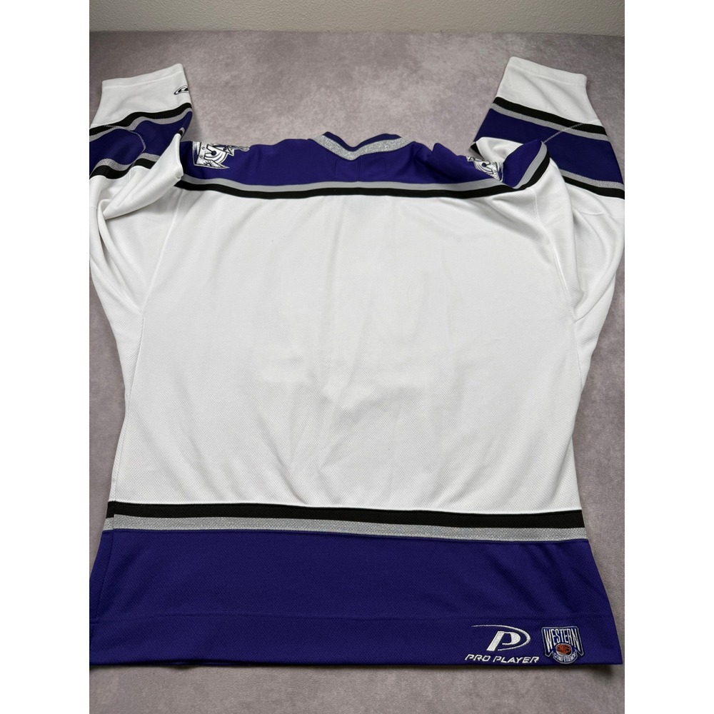 VTG LA Kings Pro Player NHL Hockey Jersey White Purple Mens L 90s Y2K Embroidery - Picture 11 of 16